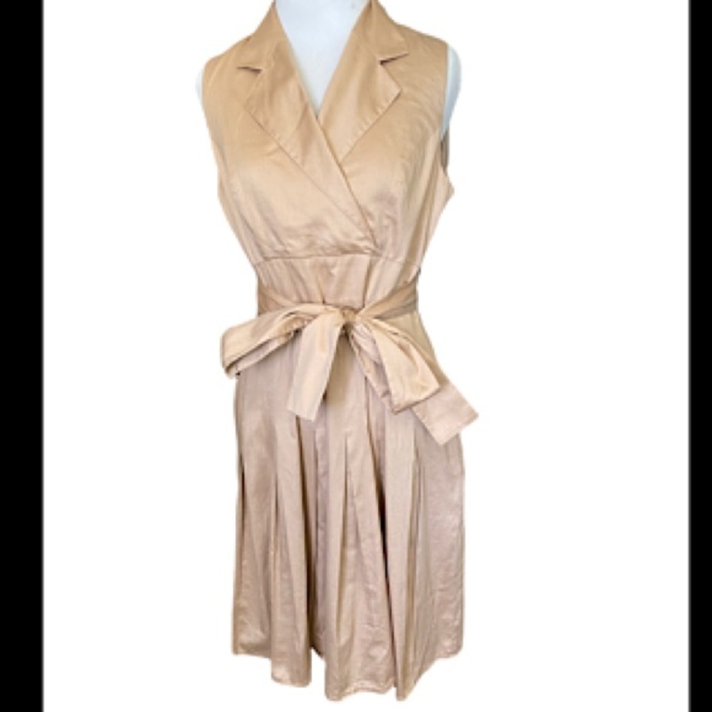 TOMMY HILFIGER Cotton KHAKI PLEATED Skirt Dress Women Sz 4